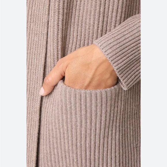 Vince Wool Cashmere Open Front Ribbed Sweater Robe Cardigan
